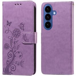 Mobigear Flowers Housse Samsung Galaxy S26 Plus Etui Porte-Monnaie - Violet
