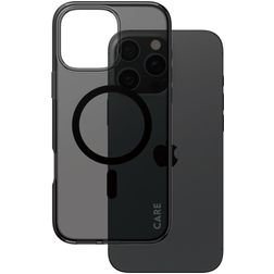 CARE by PanzerGlass Smokey iPhone 16 Pro Max MagSafe Plastique rigide Coque arrière - Transparent / Noir