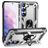 Mobigear Armor Ring Samsung Galaxy S23 Plus Plastique rigide Coque arrière Antichoc avec bague de maintien - Argent