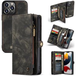 CaseMe 008 iPhone 13 Pro Coque Étui 2en1 avec coque amovible Portefeuille - Noir
