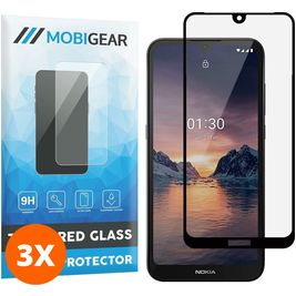 Mobigear Premium Nokia 1.3 Verre trempé Protection d'écran - Compatible Coque - Noir (Lot de 3)