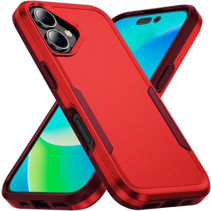 Mobigear Heavy Armor Coque iPhone 16 Plus Coque arrière Rigide Anti-Chocs - Rouge