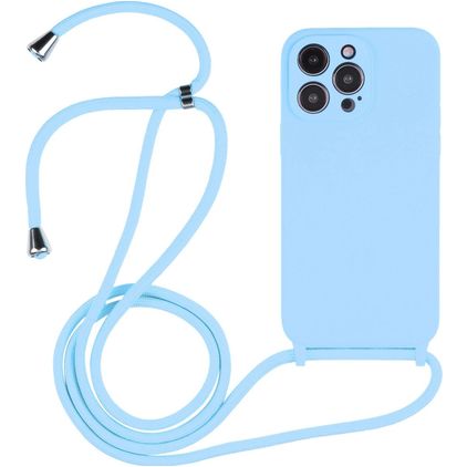 Mobigear Lanyard iPhone 14 Pro Max Coque avec cordon en Silicone - Baby Blue
