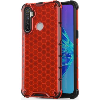 Mobigear Honeycomb Coque Realme C3 Coque arrière Rigide Anti-Chocs - Rouge