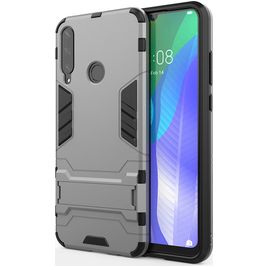 Mobigear Armor Stand Coque Huawei Y6p Coque arrière Rigide Anti-Chocs avec Support Amovible - Gris