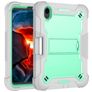 Mobigear ShieldStand Coque iPad Mini 6 (2021) Coque arrière en Plastique rigide,Silicone + Porte-crayon + Support Amovible - Gris / Turquoise