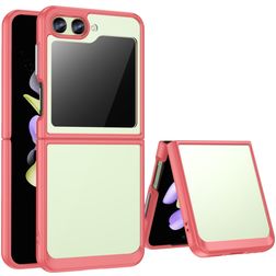 Mobigear Crystal Coque Samsung Galaxy Z Flip 5 Coque arrière Rigide - Transparent / Rouge