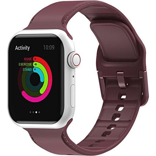 Mobigear Dashed Bracelet Silicone Apple Watch Fermeture boucle ardillon - 42/41/40/38 mm - Bordeaux