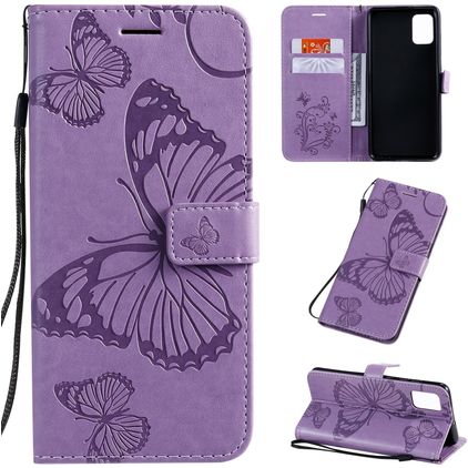 Mobigear Butterfly Housse Samsung Galaxy A51 Etui Porte-Monnaie - Violet