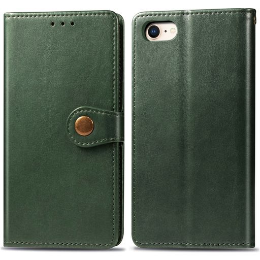 Mobigear Snap Button Housse iPhone SE (2022) Etui Porte-Monnaie - Vert
