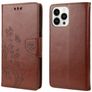 Mobigear Flowers Housse iPhone 14 Pro Max Etui Porte-Monnaie - Marron