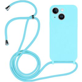 Mobigear Lanyard iPhone 14 Plus Coque avec cordon en Silicone - Bleu