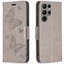 Mobigear Butterfly Housse Samsung Galaxy S23 Ultra Etui Porte-Monnaie - Gris