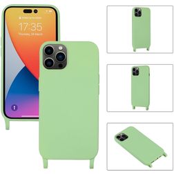Mobigear Lanyard iPhone 14 Pro Max Coque avec cordon en Silicone - Vert