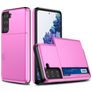 Mobigear Card Coque Samsung Galaxy S21 Plus Coque arrière Rigide Anti-Chocs avec Porte-Cartes - Rose