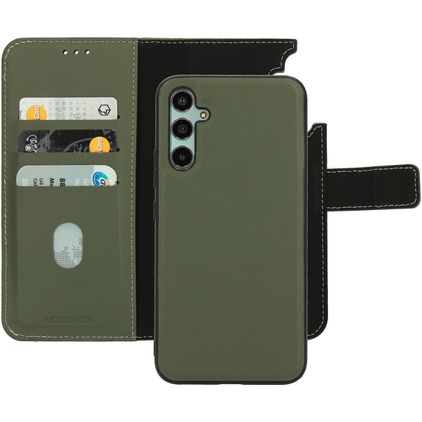 Mobiparts Samsung Galaxy A34 Coque Cuir véritable Étui 2en1 avec coque amovible Portefeuille - Vert