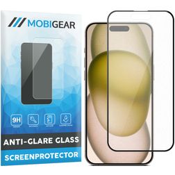 Mobigear Premium iPhone 15 Verre trempé Protection d'écran Anti-reflet - Compatible coque - Noir