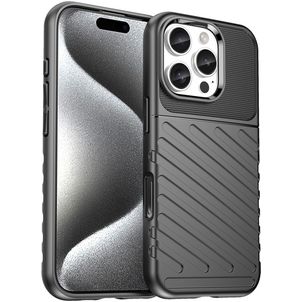 Mobigear Groove Coque iPhone 16 Pro Coque arrière en TPU Souple - Noir