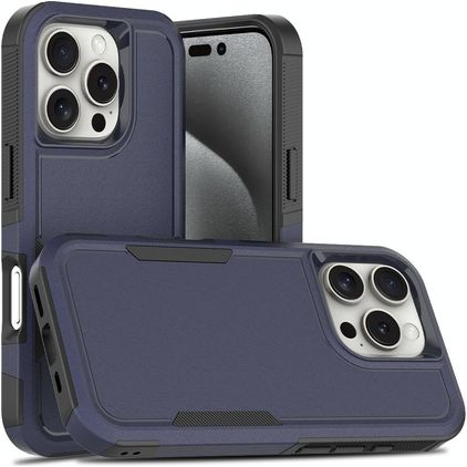 Mobigear Heavy Armor iPhone 16 Pro Plastique rigide Coque arrière Antichoc - Bleu foncé