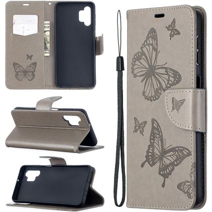 Mobigear Butterfly Housse Samsung Galaxy A32 5G Etui Porte-Monnaie - Gris