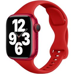 Mobigear Sport Slim Bracelet Silicone Apple Watch Fermeture à clou et passant - 49/46/45/44 mm - Rouge