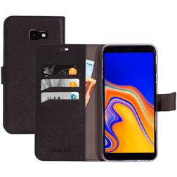Mobiparts Saffiano Wallet Housse Samsung Galaxy J4 Plus Etui Porte-Monnaie - Noir