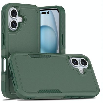 Mobigear Heavy Armor Coque iPhone 16 Coque arrière Rigide Anti-Chocs - Vert
