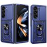 Mobigear Armor Ring Cam Slide Coque Samsung Galaxy Z Fold 7 Coque arrière Rigide Anti-Chocs avec Anneau-Support et Protecteur Lentilles - Bleu