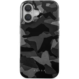 Burga Tough Coque iPhone 16 Coque arrière Rigide Anti-Chocs - Night Black Camo