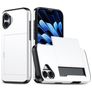 Mobigear Card Coque iPhone 18 Coque arrière Rigide Anti-Chocs avec Porte-Cartes - Blanc