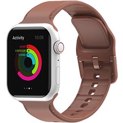 Mobigear Dashed Bracelet Silicone pour Apple Watch Fermeture boucle ardillon - 49/46/45/44 mm - Marron