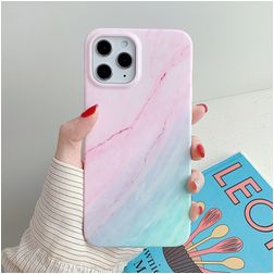 Mobigear Marble Coque iPhone 12 Pro Max Coque arrière en TPU Souple - Bleu / Rose