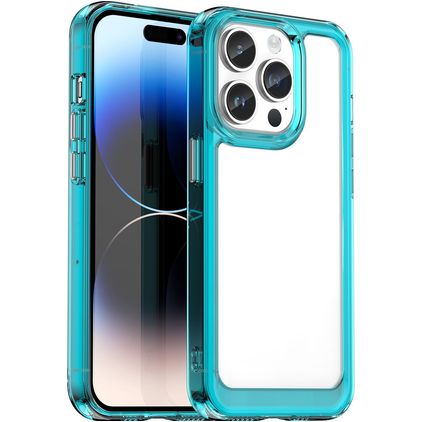 Mobigear Crystal Coque iPhone 15 Pro Coque arrière Rigide - Transparent / Turquoise