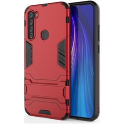 Mobigear Armor Stand Coque Xiaomi Redmi Note 8T Coque arrière Rigide Anti-Chocs avec Support Amovible - Rouge