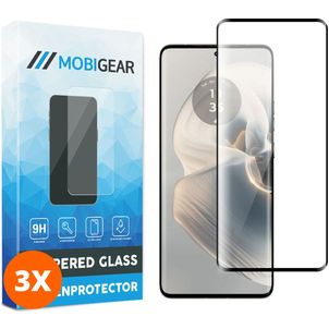 Mobigear Premium Motorola Edge 50 Pro Verre trempé Protection d'écran - Compatible Coque - Noir (Lot de 3)