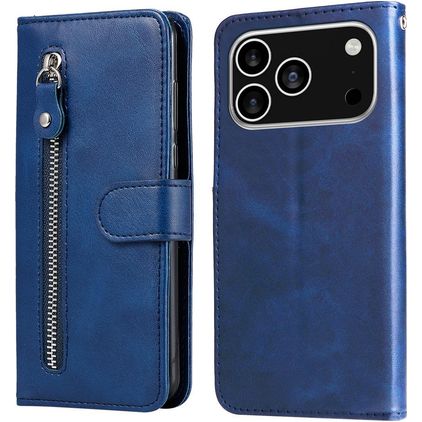 Mobigear Zipper iPhone 17 Pro Étui Portefeuille - Bleu