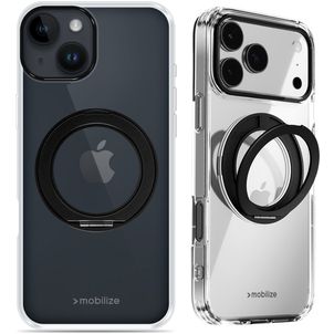 Mobilize 360 Rotating Ring Coque iPhone 14 MagSafe Coque arrière Rigide avec Anneau-Support - Noir