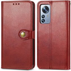 Mobigear Snap Button Housse Xiaomi 12 Pro Etui Porte-Monnaie - Rouge