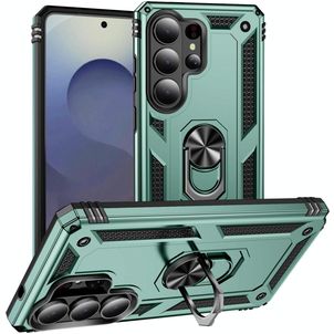 Mobigear Armor ring Coque Samsung Galaxy S26 Ultra Coque arrière Rigide Anti-Chocs avec Anneau-Support - Vert