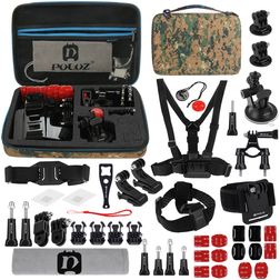 Puluz GoPro Mount Pack de Démarrage Accessoires 45 Pièces + Sac Camouflage