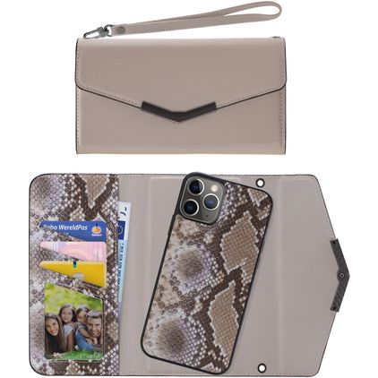 Mobilize Elegant Magnet iPhone 11 Pro Coque Sac à main 2en1 avec coque amovible - Beige Snake