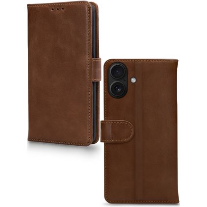Mobilize Wallet iPhone 17 Cuir véritable Étui Portefeuille - Marron
