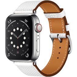 Mobigear Torino Bracelet Cuir Apple Watch Fermeture boucle ardillon - 42/41/40/38 mm - Blanc