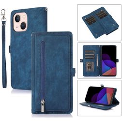 Mobigear Zipper Housse iPhone 14 Etui Porte-Monnaie - Bleu