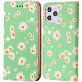 Mobigear Daisies Housse iPhone 12 Pro Max Etui Porte-Monnaie - Vert