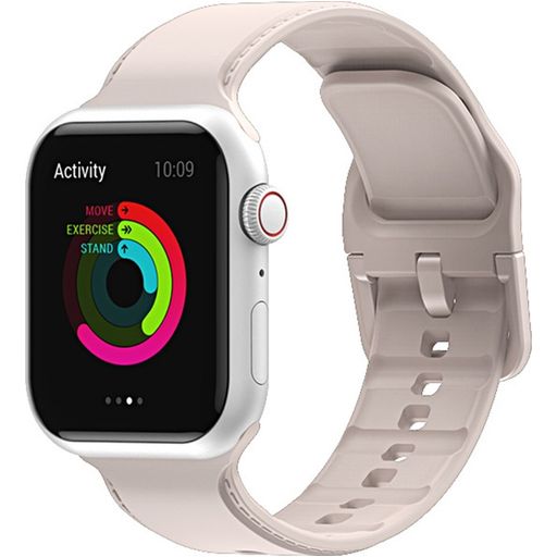 Mobigear Dashed Bracelet Silicone Apple Watch Fermeture boucle ardillon - 42/41/40/38 mm - Rose saumon