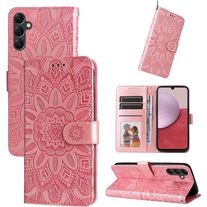 Mobigear Sunflower Housse Samsung Galaxy A14 Etui Porte-Monnaie - Magenta