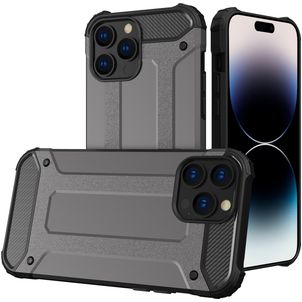Mobigear Outdoor Coque iPhone 15 Pro Max Coque arrière Rigide Anti-Chocs - Gris