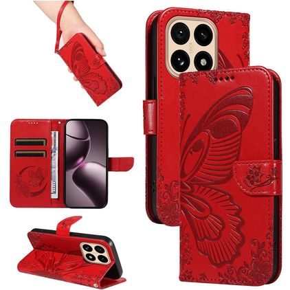 Mobigear Butterfly Housse Xiaomi 15T Etui Porte-Monnaie - Rouge