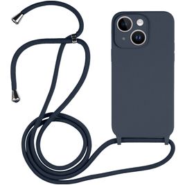 Mobigear Lanyard iPhone 15 Coque avec cordon en Silicone - Dark Blue Mobigear Lanyard iPhone 15 Coque avec cordon en Silicone - Dark Blue